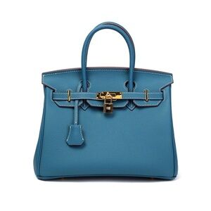 Elegant Blue Leather Handbag